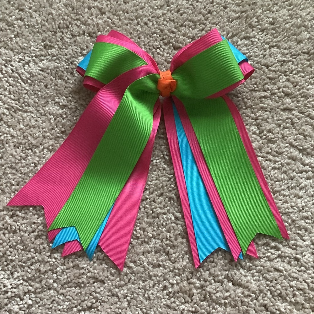 BOGO 🥳 Girls Hair bow barrette - pink blue green - ribbon - bright  - toddler